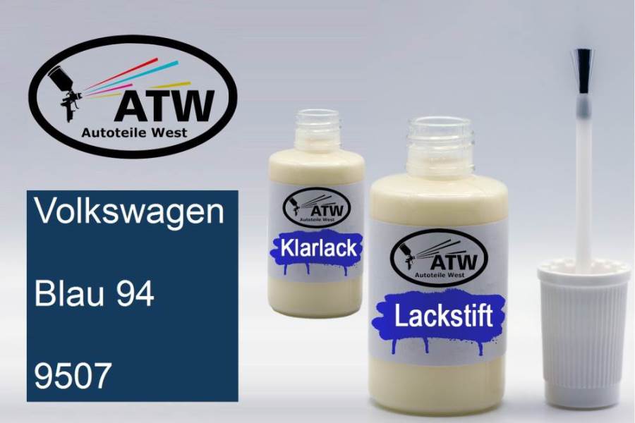 Volkswagen, Blau 94, 9507: 20ml Lackstift + 20ml Klarlack - Set, von ATW Autoteile West.